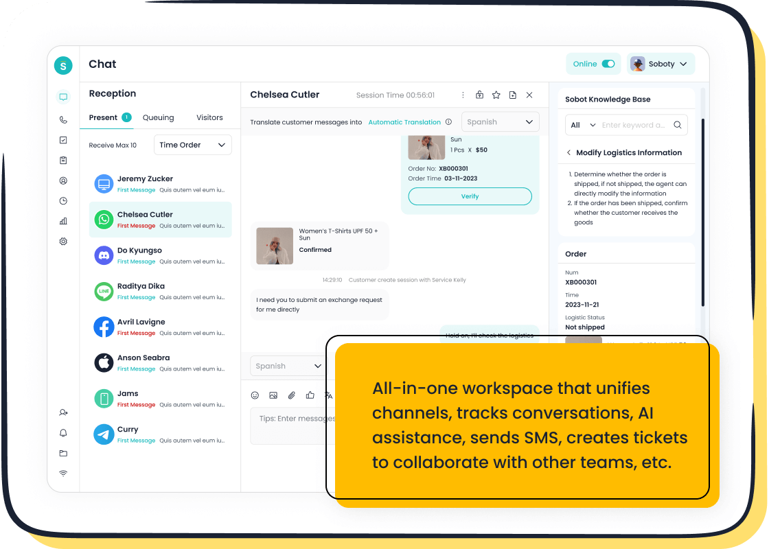 Sobot Live Chat, Delight Your Customer: Unified Workspace
